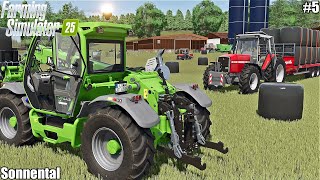 WRAPPING and COLLECTING GRASS BALES, HARVESTING WHEAT, FEEDING COWS│Sonnental│FS 25│5