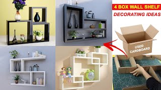 4 Cardboard box wall shelf decorating ideas | DIY wall shelf decor | Easy Crafts