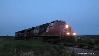 LITE POWER! CN Train 594 West at Penobsquis, NB