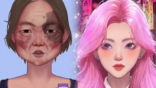 ASMR (Mekup video ❤️) Transformation 😀 Korean old woman 🧓a beautiful girl#asmr #animation#satisfying