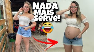 PROVANDO MINHAS ROUPAS DE ANTES DA GRAVIDEZ! NÃO CABE MAIS NADA 😂