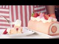 入口即化的夢幻草莓生乳捲 strawberry cake roll recipe asmr