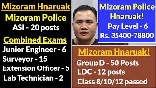 Mizoram Police Hnaruak! JE/Surveyor/Lab Technician - 30 | Group D - 50 | LDC - 12 posts