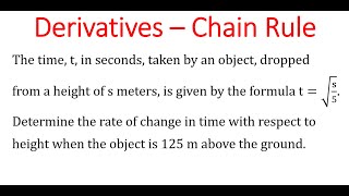 Finding RATE Of Change In Time With Respect To Height