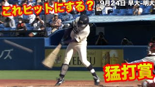 【これヒットにする？】明大・飯森太慈『猛打賞』9月24日 早大 明大