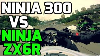 Kawasaki NINJA 300 chasing NINJA ZX6R ( 300cc VS 600cc)