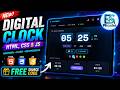 This Digital Clock Looks INSANE 🤯 | HTML CSS JS Project (Free Code)