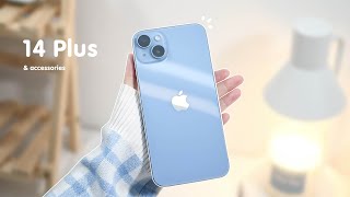 iPhone 14 Plus Blue unboxing 🐳 aesthetic setup | Genshin | accessories