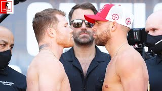 (INTENSE!) CANELO STARES DOWN BILLY JOE SAUNDERS DURING FACE OFF AT WEIGH IN