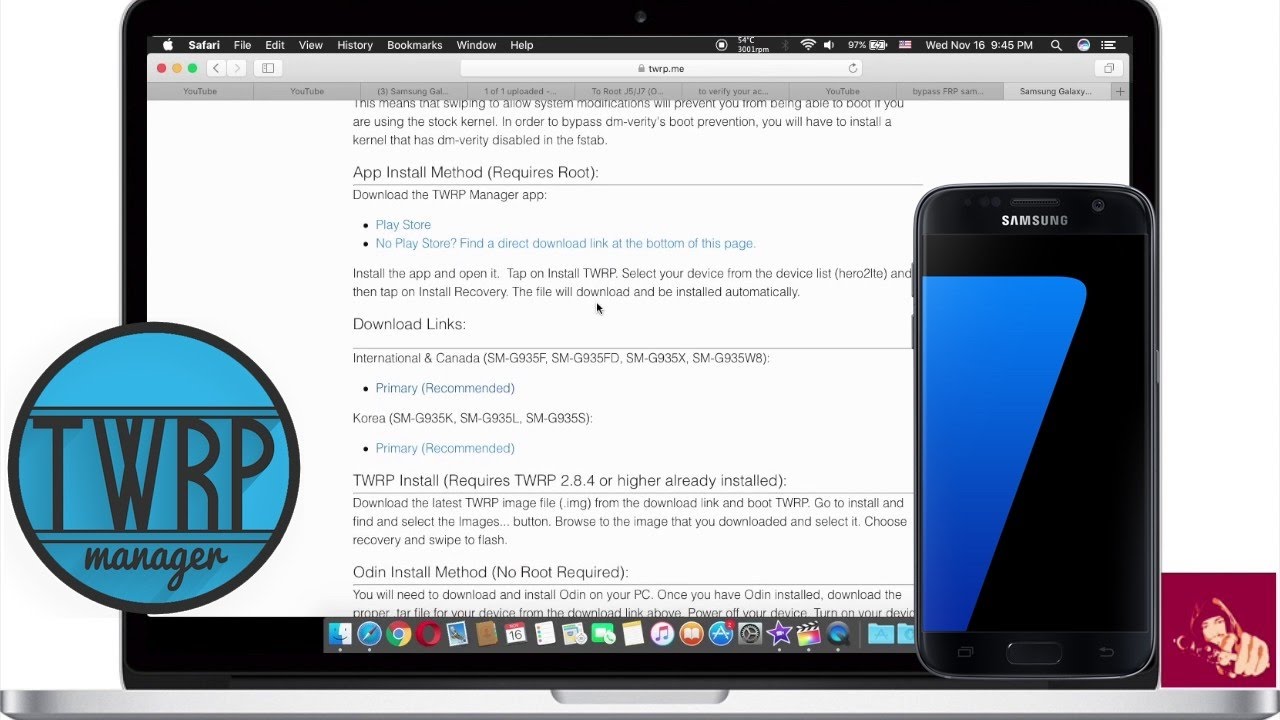 How To Download TWRP Recovery For Samsung Galaxy S7 & S7 Edge - YouTube
