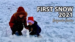 First Snow of 2021 in Belgrade Serbia