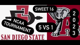 San Diego State vs Alabama 2023 Men’s NCAA Tournament College Basketball Sweet 16 Preview