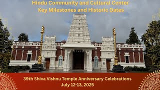 Hindu Community and Cultural Center Key Milestones and Historic Dates