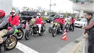 お台場旧車天国　2018 会場前で停車中の単車が続出の旧車会