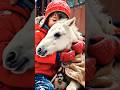 Horse love | animated trend 2024 | boy help the horse | snow fall |#animals #animationworld #animals