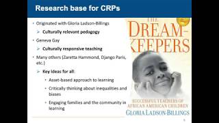 Research and practice in culturally responsive pedagogy, and how to sustain systemic changes