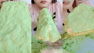 얼음먹방 HEAVY MATCHA POWDERY ICE EATING ASMR💚🍵 CRUNCH ICE THIN ICE 녹차 | Матча | 抹茶