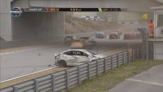 CJ Superrace Championship (Hyundai Avante Cup) 2018. Everland Speedway. Huge Crash