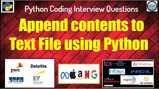 πΈββπΌβπ» contents to text file using Python | An IT Professional | Python Coding Interview questions