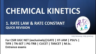 1. RATE LAW \u0026 RATE CONSTANT | CHEMICAL KINETICS - QUICK REVISION