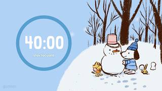 Study With Me | Pomodoro 40/10 x 5 | Snowman, Winter Lofi, No Mid Ads