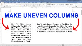 How To Make Uneven Columns In Word