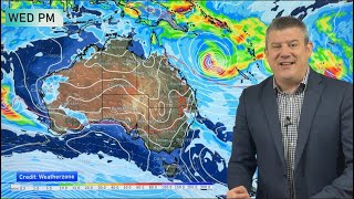 Australia 7 Day: More heat, some thunderstorms, possible storm over the Coral Sea