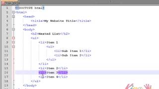 Learn HTML - Nested List Video Tutorial