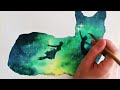 watercolour galaxy cat step by step 水彩星空猫咪：新手教程