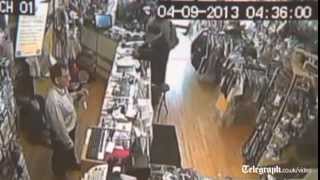 CCTV captures shot shop owner scaring off gunman