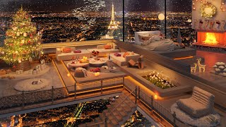 4K Paris Winter Night 🎄 Elegant Jazz \u0026 Fireplace Sounds in a Cozy Apartment for Relaxing Sleep