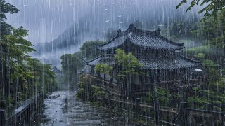 Best rain sound for falling asleep instantly in 5 minutes - Heavy rain in the foggy forest