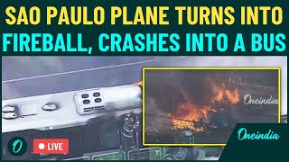 Brazil Crash LIVE | Sao Paulo Plane Falls From Sky, Smashes Into a Bus | 2 Dead in The Deadly Crash