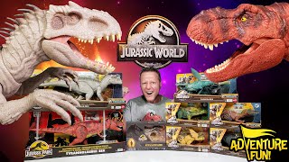 Jurassic World Dinosaur Toy Action Figures T-Rex and Indominus Rex Toy Review AdventureFun!