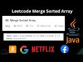Merge Sorted Array Leetcode (88) Solution in Java | LEETCODE | MERGE SORTED ARRAY | PROBLEM SOLVING
