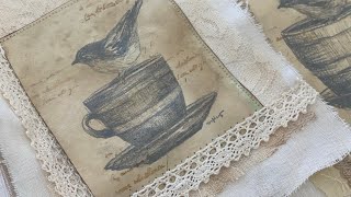 How to draw a bird on a tea cup- Quickie sketch with ephemera