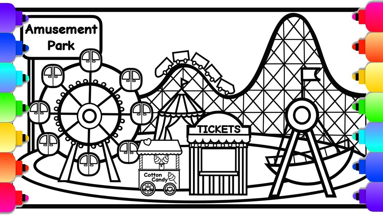 Learn How To Draw An Amusement Park With Rides Step By Step How To