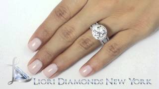 ER-1185 - 5.02 Carat G-VS2 Natural Round Diamond Engagement Ring 18k White Gold Pave Halo