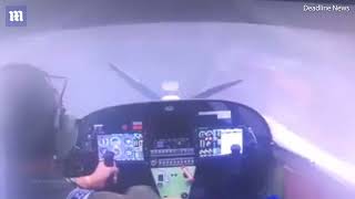 Moment pilot's life saved by parachute on out-of-control plane