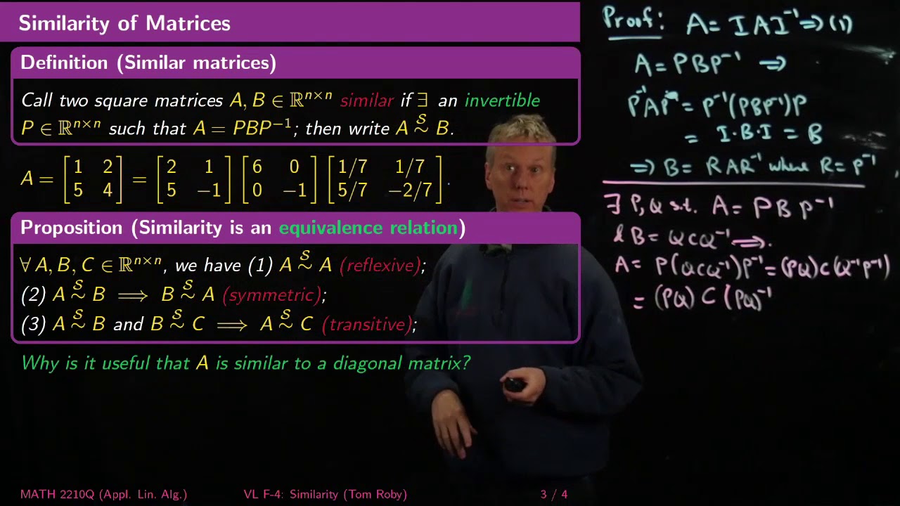 Similarity Of Matrices - Linear Algebra - F4 - YouTube