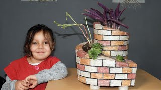 Spiral Flower Pot - Stone Wall Effect