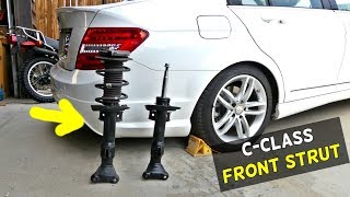 MERCEDES W204 FRONT STRUT SHOCK REPLACEMENT REMOVAL C250 C300 C350 C200 C220