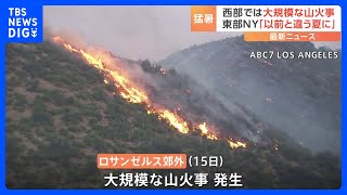 米・LA郊外で今年初の大規模な山火事　消火活動に約1700人動員　NYでは熱波で「異常な暑さ」に｜TBS NEWS DIG