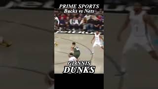 Giannis Dunks on the Nets. NBA Bucks vs Nets. Giannis Antetokounmpo Highlights #shorts #subscribe