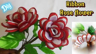 DIY /How to make beautiful ribbon rose flowers🌹🌹