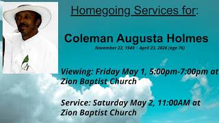 Mr. Coleman Holmes Funeral Services - May 2, 2026