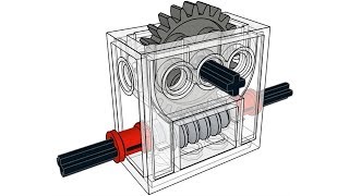 LEGO Technic COMPLETE GEARBOX ASSEMBLY 2 x 4 x 3 13 Trans-Clear Wormbox