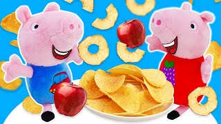 Faisons les chips à fruits avec Peppa Pig et sa famille. Vidéos en français pour enfant.