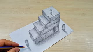 How to Draw 3d impossible shapes Drawing on paper. easy 3d drawing