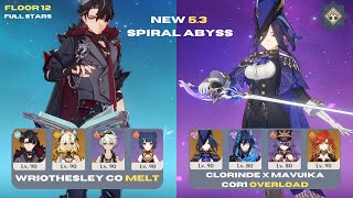 NEW 5.3 Spiral Abyss Floor 12 | WRIOTHESLEY C0 \u0026 CLORINDE X MAVUIKA C0R1 - Genshin Impact